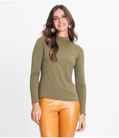 Blusa Feminina Manga Longa Gola Alta Rovitex Verde