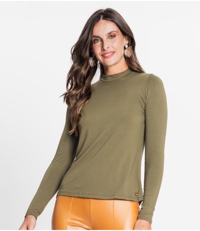 Blusa Feminina Manga Longa Gola Alta Rovitex Verde
