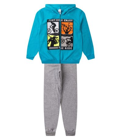 Conjunto De Moletom Masculino Com Capuz Kappes Azul