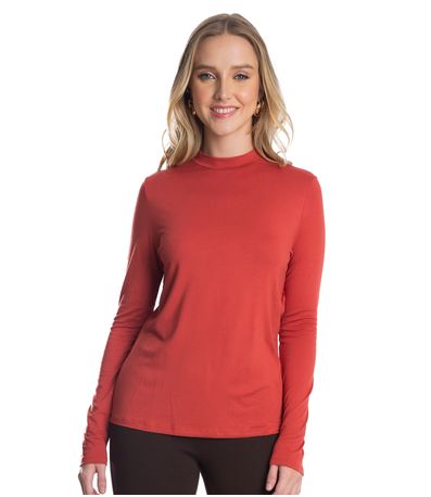 Blusa Feminina Manga Longa Gola Alta Rovitex Marrom