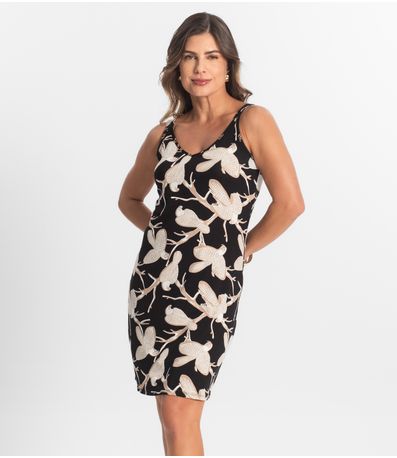 Vestido Estampado Rovitex Preto