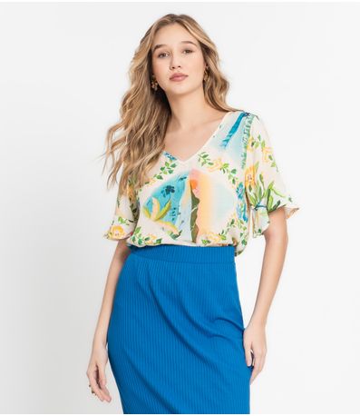 Blusa Feminina Estampada Infinita Cor Bege
