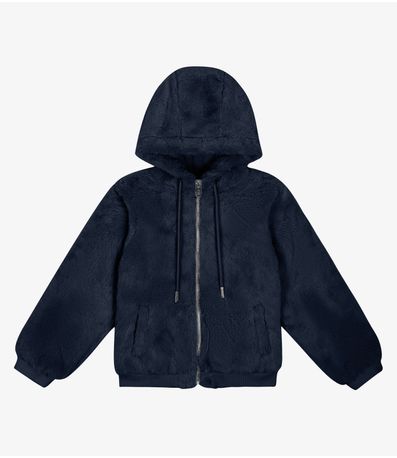 Jaqueta Infantil Feminina Com Capuz Trick Nick Azul