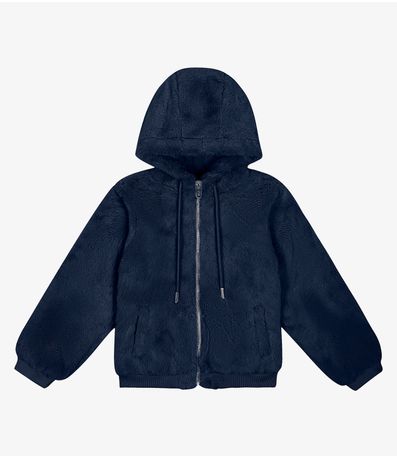 Jaqueta Infantil Feminina Com Capuz Trick Nick Azul
