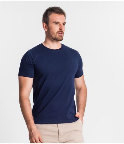 Camiseta Masculina Básica Meia Malha Diametro Azul
