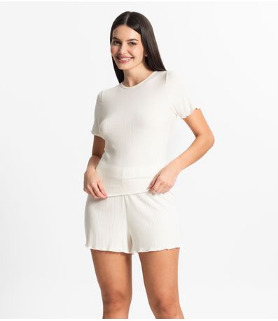 Pijama Feminino Canelado Select Bege