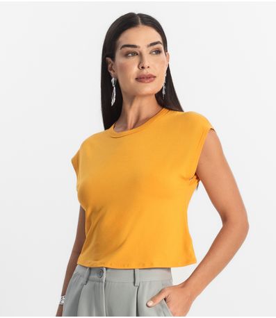 Blusa Básica Feminina Viscotorcion Rovitex Amarelo