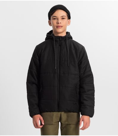 Jaqueta Puffer Juvenil Unissex Minty Preto