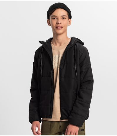 Jaqueta Puffer Juvenil Unissex Minty Preto