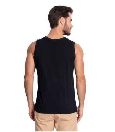 Regata Masculina Básico Meia Malha Diametro Preto