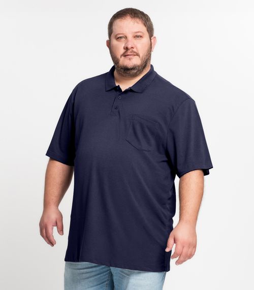 Camisa Polo Piquet Plus Size Masculina KO Azul