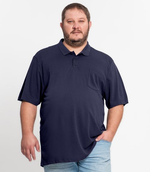 Camisa Polo Piquet Plus Size Masculina KO Azul