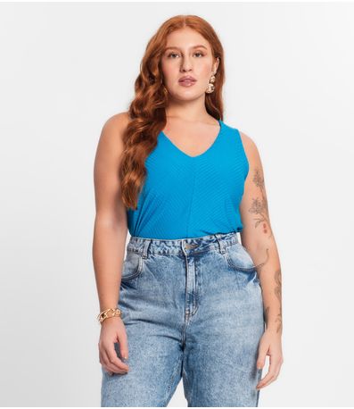 Regata Feminina Plus Size Secret Glam Azul