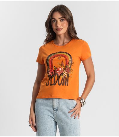 Blusa Baby Look Feminina Estampada Select Laranja