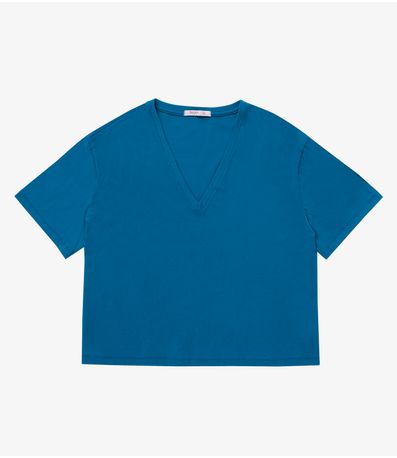 Blusa Meia Malha Plus Size Secret Glam Azul