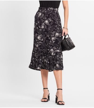 Saia Midi Feminina Rovitex Preto