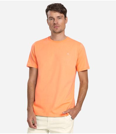Camiseta Masculina Básica Meia Malha Diametro Laranja