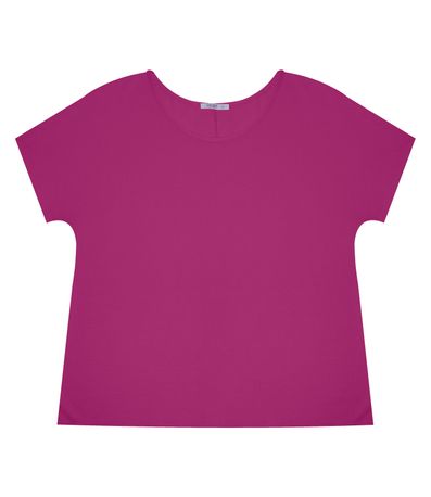 Blusa Manga Curta Feminina Plus Size Secret Glam Roxo