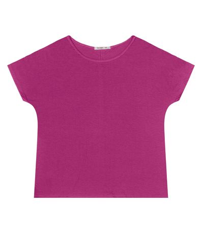 Blusa Manga Curta Feminina Plus Size Secret Glam Roxo