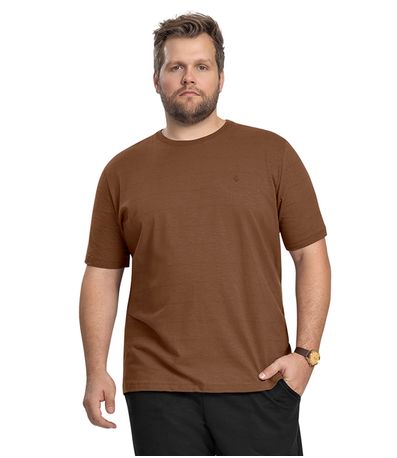 Camiseta Básica Masculina Plus Size Diametro Marrom