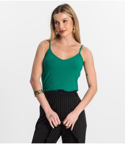 Blusa De Alça Feminina Ribana Canelada Rovitex Verde