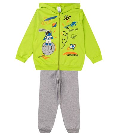 Conjunto De Moletom Infantil Com Capuz Kappes Verde