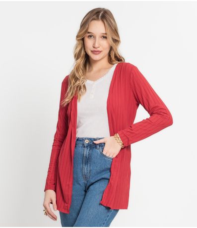 Cardigan Feminino Canelado Infinita Cor Vermelho