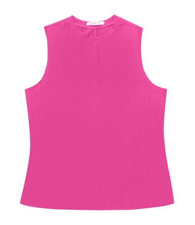 Regata Plus Size Em Ribana Canelada Secret Glam Rosa
