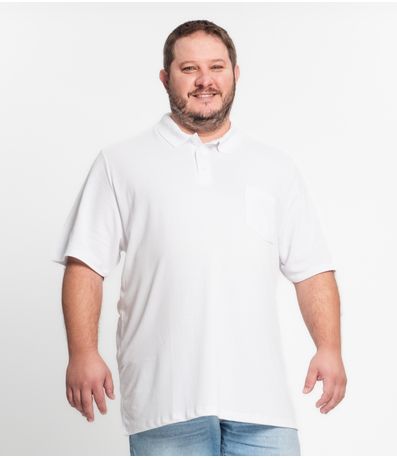 Camisa Polo Piquet Plus Size Masculina KO Branco
