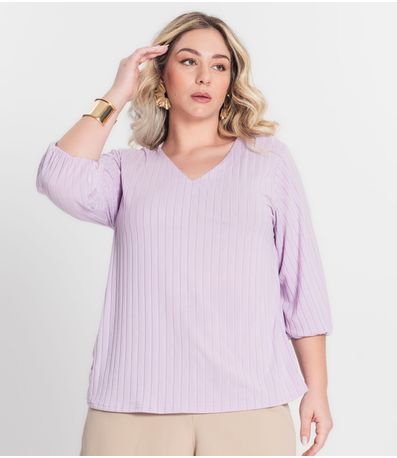 Blusa Canelada Plus Infinita Cor Roxo