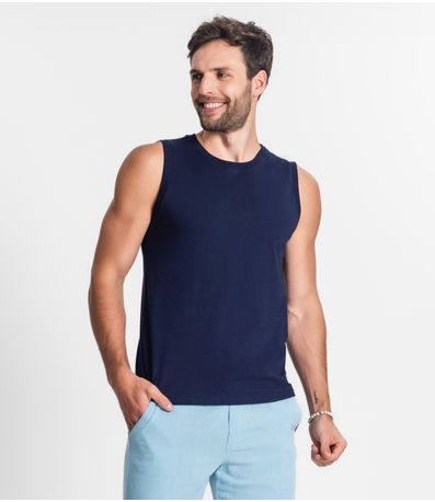 Regata Masculina Básico Meia Malha Diametro Azul