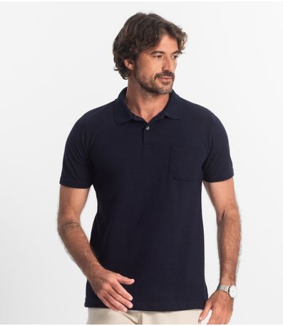 Polo Masculina Pique Diametro Azul