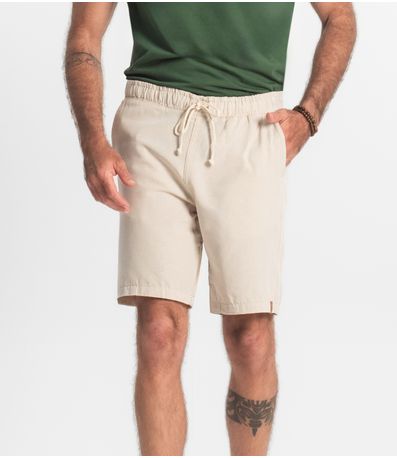 Bermuda Masculina Com Elástico E Bolsos Shift Bege