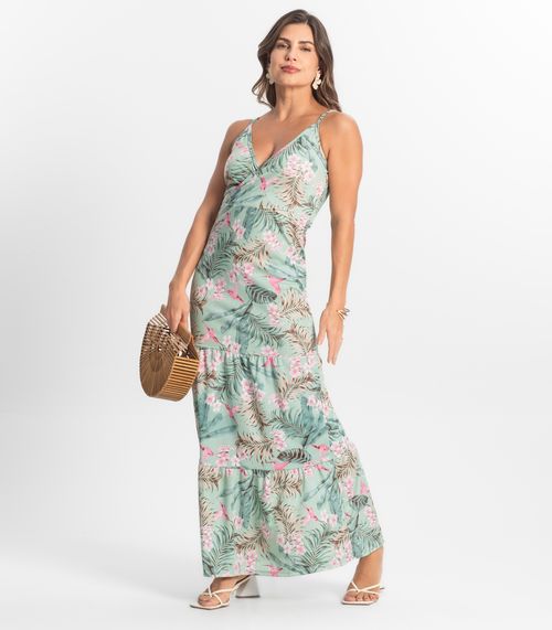 Vestido Longo Feminino Transpassado Select Verde