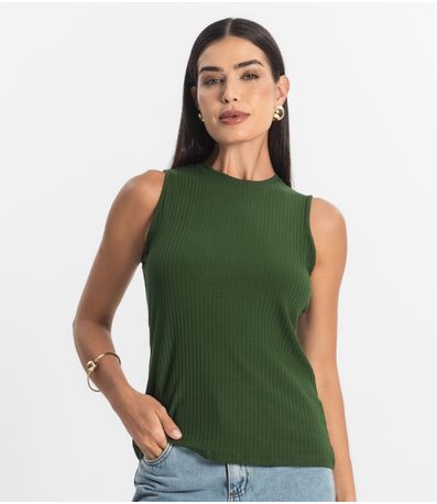 Regata Feminina Ribana Canelada Rovitex Verde