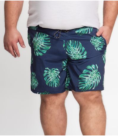 Bermuda Microfibra Elastano Estampada Nellonda Azul
