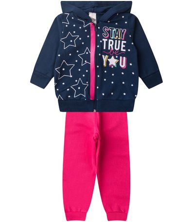Conjunto De Moletom Infantil Com Capuz Kappes Azul