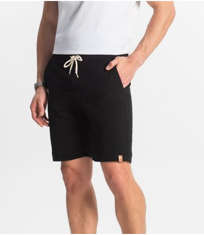 Bermuda Masculina Com Elástico E Bolsos Shift Preto