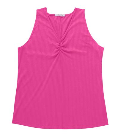 Regata Plus Size Em Ribana Canelada Secret Glam Rosa