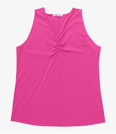 Regata Plus Size Em Ribana Canelada Secret Glam Rosa