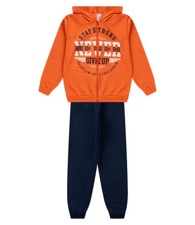 Conjunto De Moletom Masculino Com Capuz Kappes Laranja
