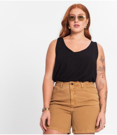 Regata Feminina Plus Size Secret Glam Preto