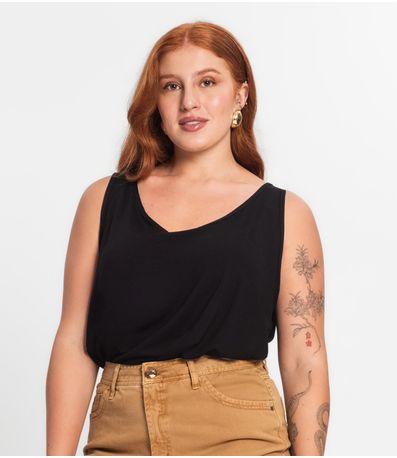 Regata Feminina Plus Size Secret Glam Preto