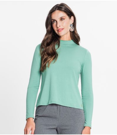 Blusa Feminina Manga Longa Gola Alta Rovitex Verde