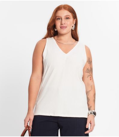 Regata Plus Size Em Ribana Canelada Secret Glam Bege