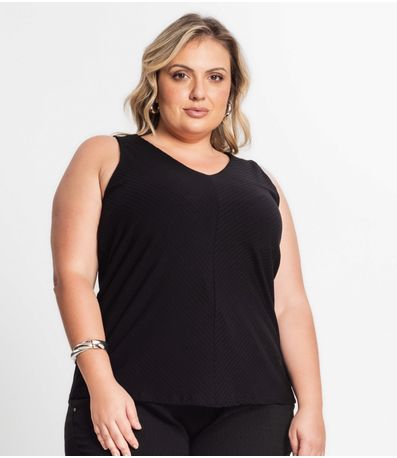 Regata Feminina Plus Size Secret Glam Preto