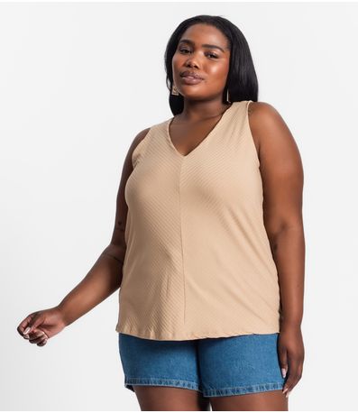 Regata Feminina Plus Size Secret Glam Marrom