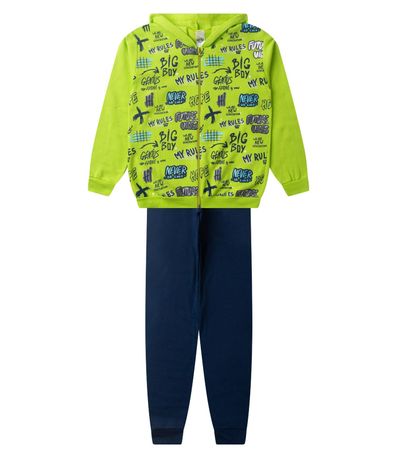 Conjunto De Moletom Masculino Com Capuz Kappes Verde