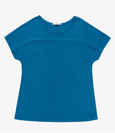 Blusa Visco Tricot Plus Size Secret Glam Azul