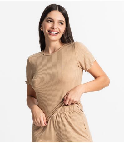 Pijama Feminino Canelado Select Marrom
